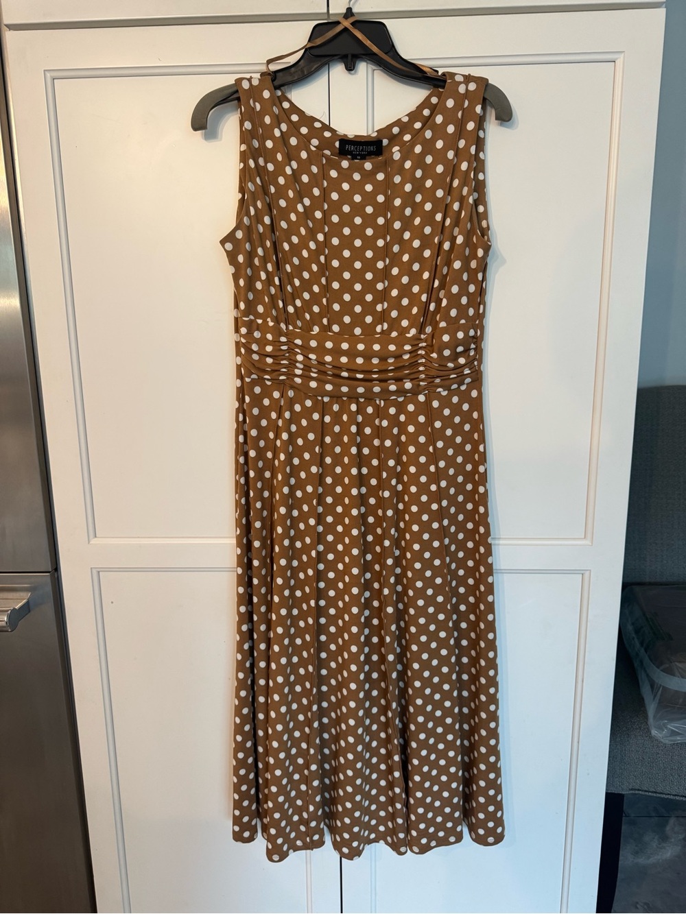 Polka Dot Midi Dress in Brown and White, Excellent used condition (size 10)